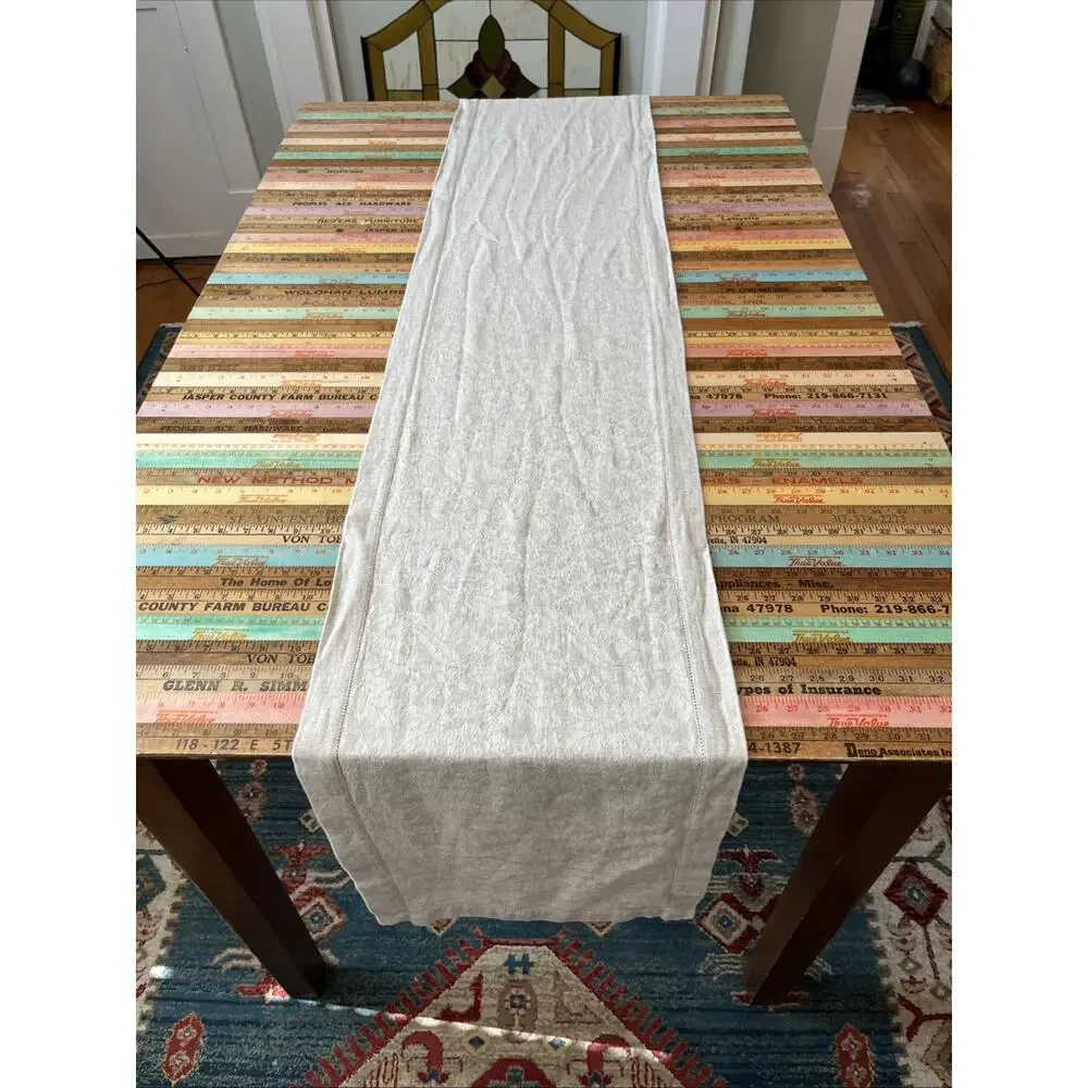 Mi Casa Es Tu Casa Floral Linen Cotton Tablecloth Runner 14 x83 Portugal Classic
